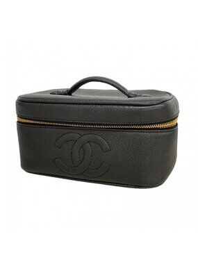 Chanel Vanity Bag Caviar Leather Black Gold